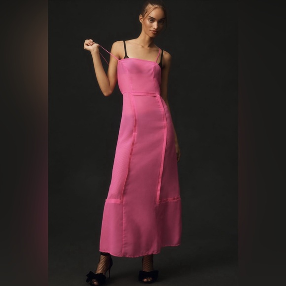 ✨ Anthropologie Sheer Paneled Midi Dress Sz 10P - Picture 1 of 6